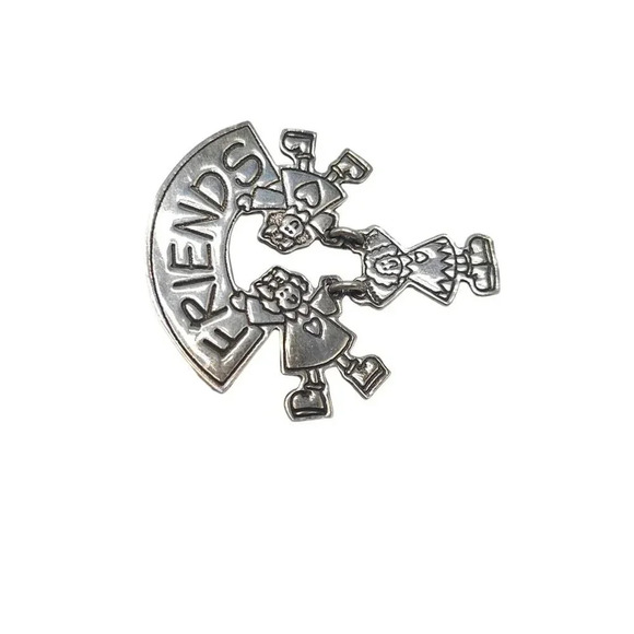 EFS Mexico 925 Sterling Silver Three Friends Brooch Pin Vintage - Picture 2 of 5